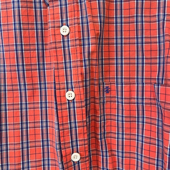 Men’s 2xl orange and blue plaid izod button down - Picture 2 of 4